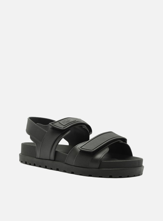 Sandália Papete Preta Velcro Liz Flex