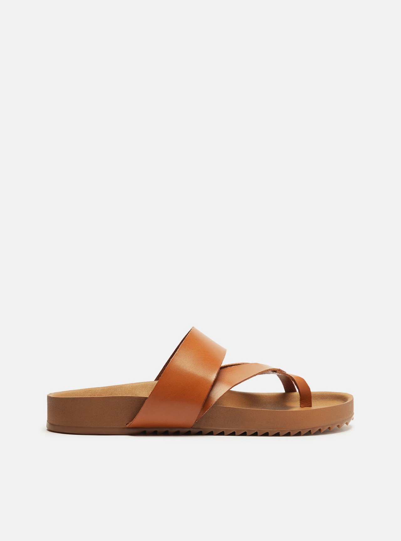 Papete Marrom Couro Flatform Tiras Cruzadas — foto 1