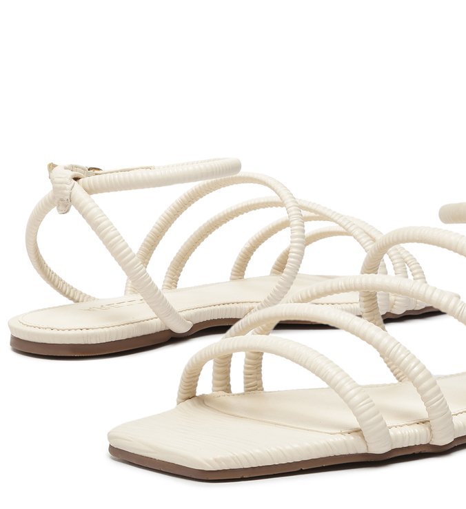 Sandália Rasteira Off-White Couro Flat
