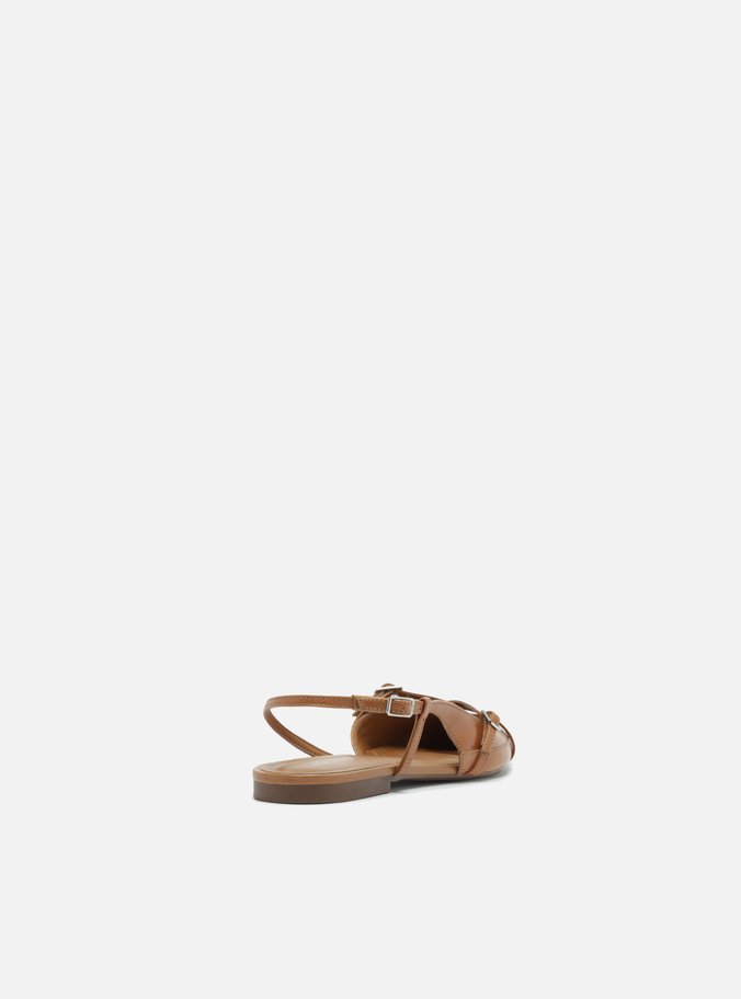 Sapatilha Caramelo Couro Slingback New Amélia