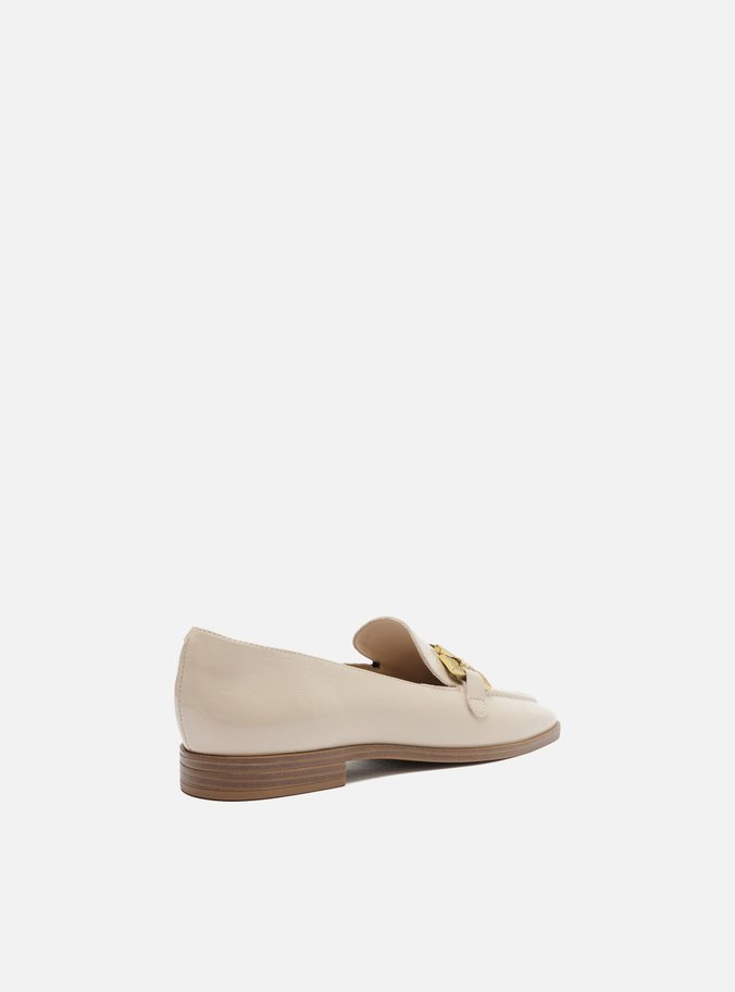 Mocassim Branco Couro Shine Metal