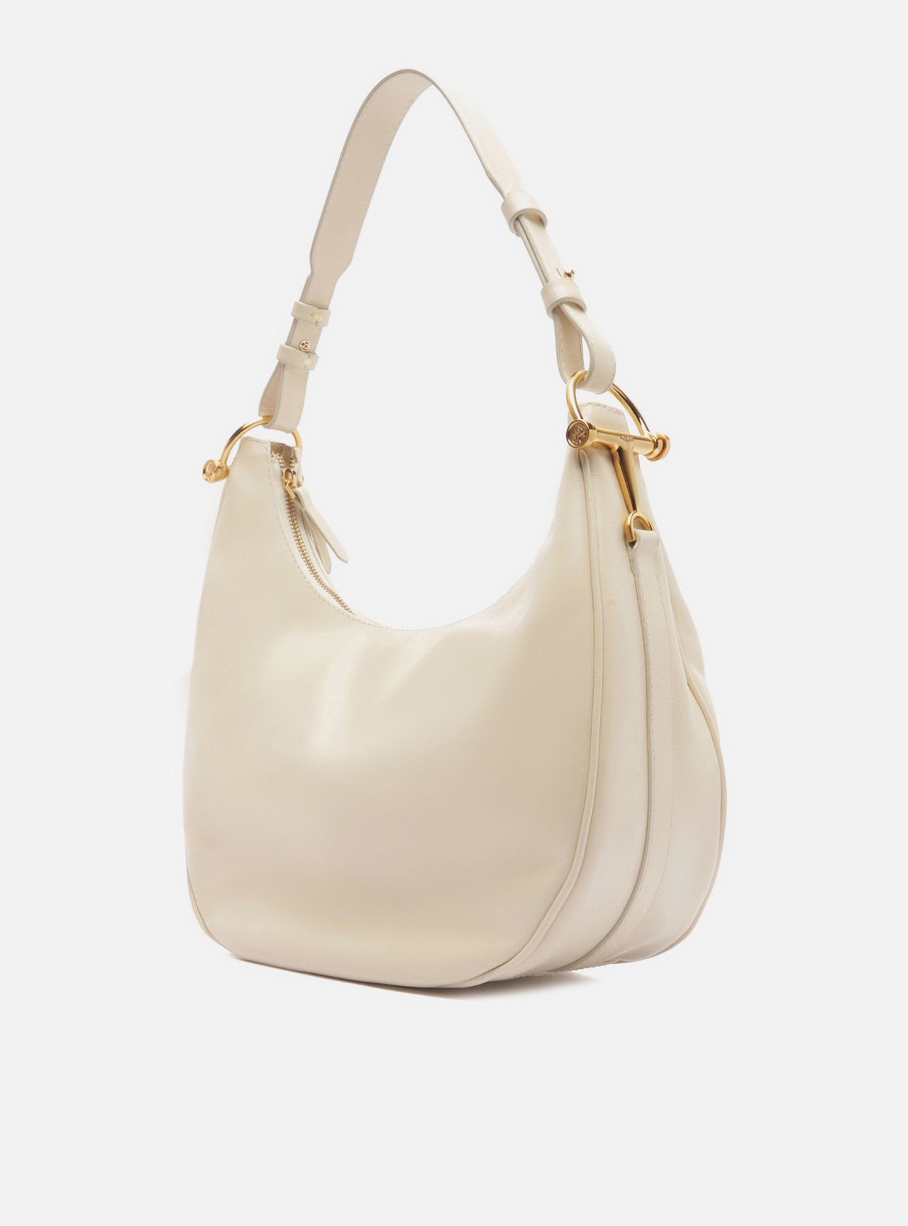 Bolsa Hobo Off White Couro Grande Metais Alça — foto 2