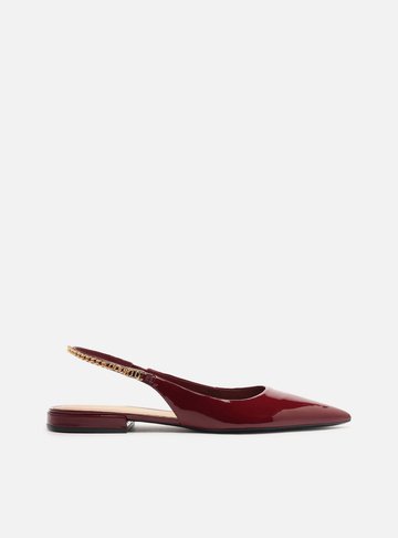 Sapatilha Vermelha Verniz Slingback Corrente