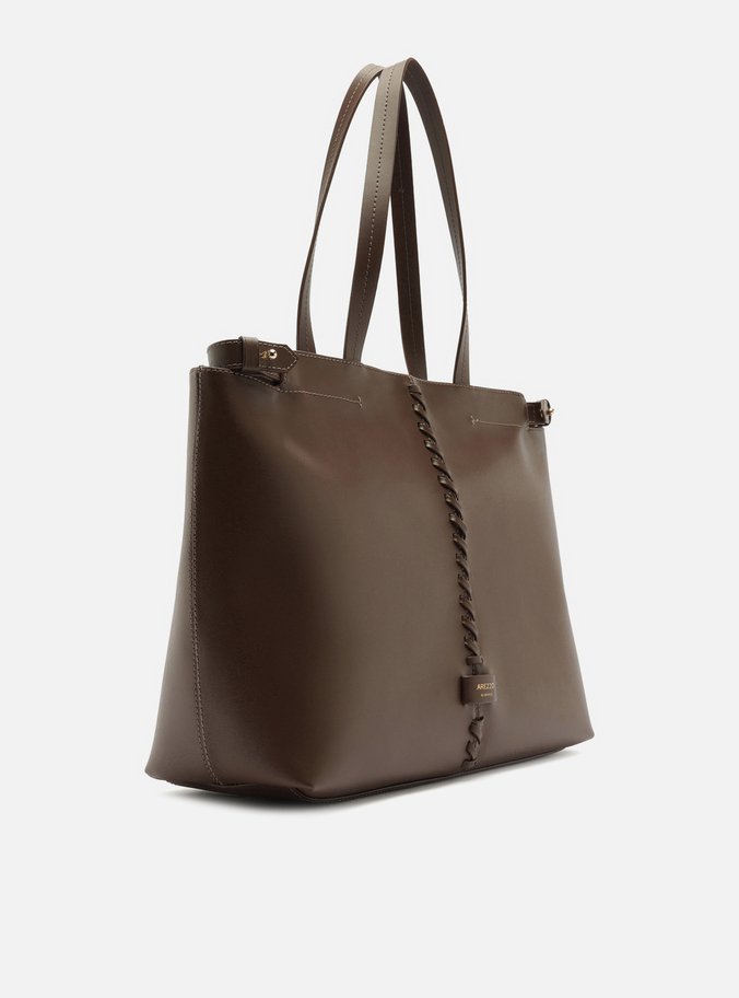 Bolsa Shopping Marrom Giorno Grande Trançado
