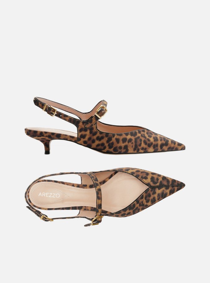 Sapato Boneca Animal Print Bico Fino Slingback