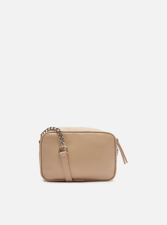 Bolsa Tiracolo Bege Couro Francine Pequena