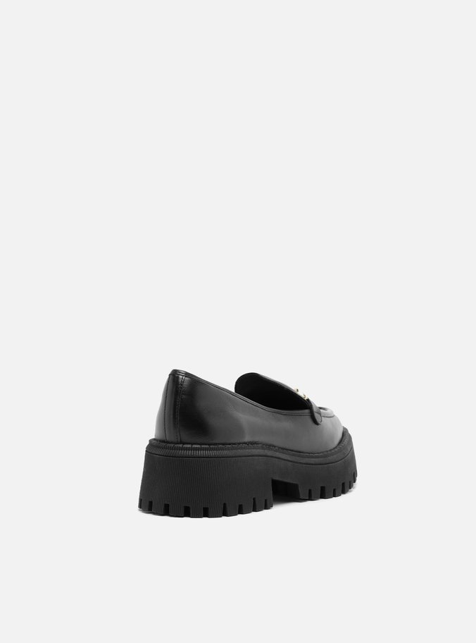 Mocassim Preto Couro Tratorado Bridão