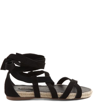 Rasteira Tiras Suede Preta