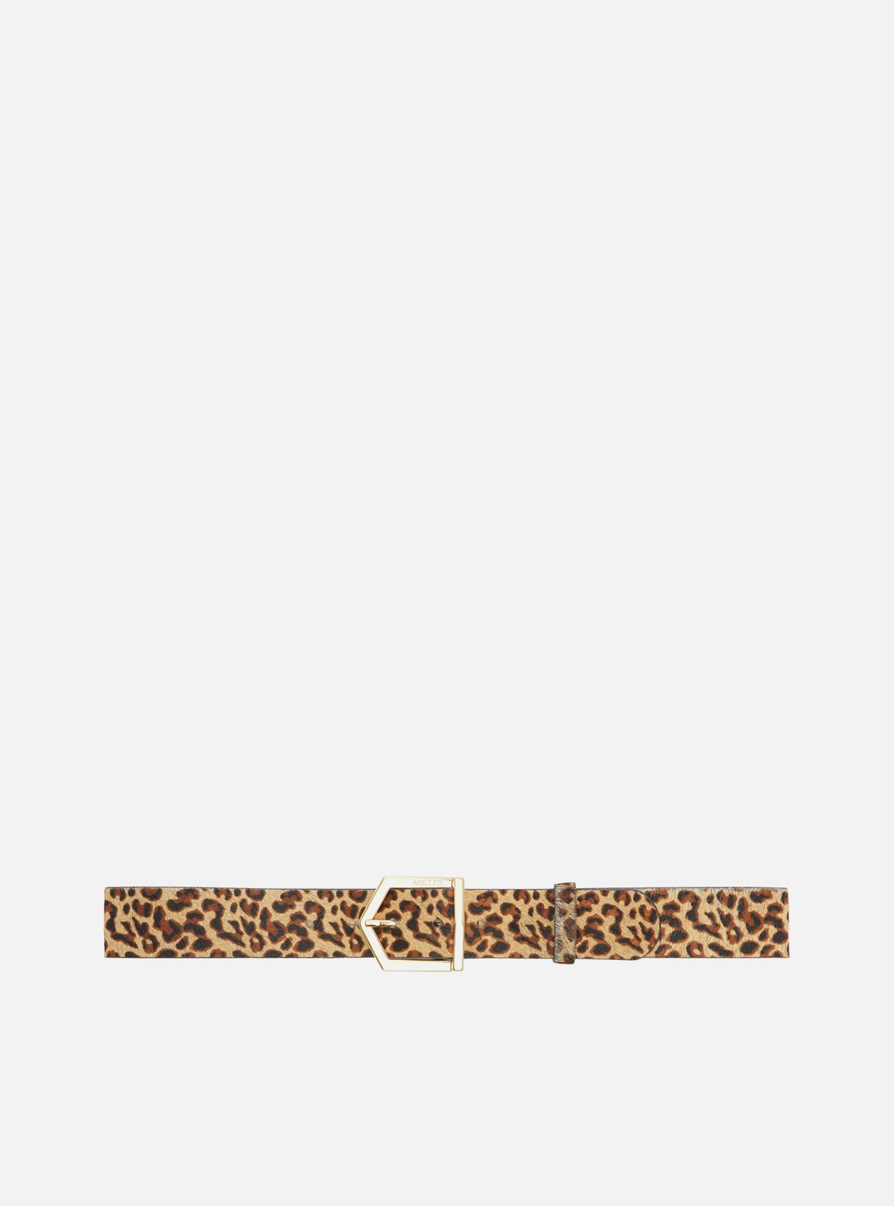 Cinto Animal Print Couro Fivela Metálica Geométrica — foto 1