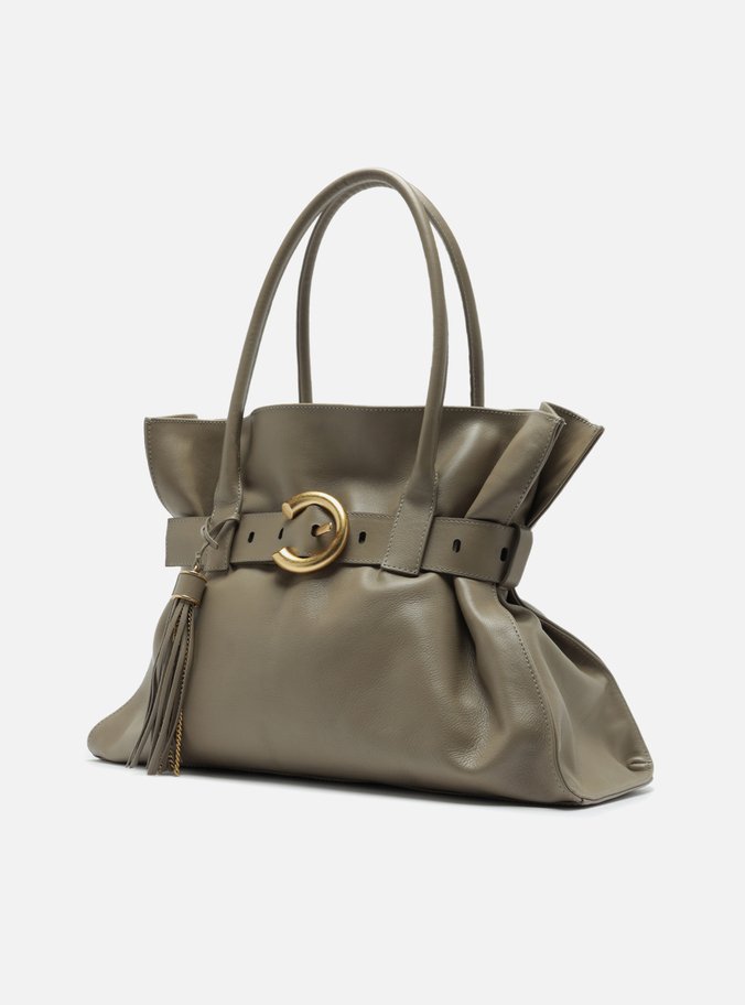 Bolsa Shopping Cinza Couro Isa Grande