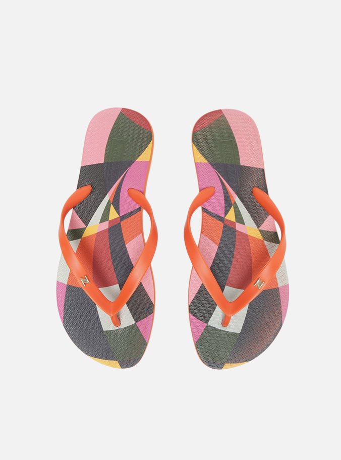 Chinelo de Dedo Laranja Estampa Geométrica Essential Brizza Scarf.Me