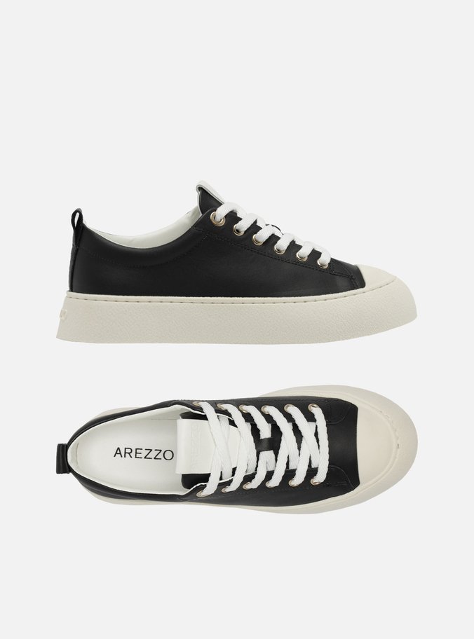 Tênis Preto Couro Amarração Casual