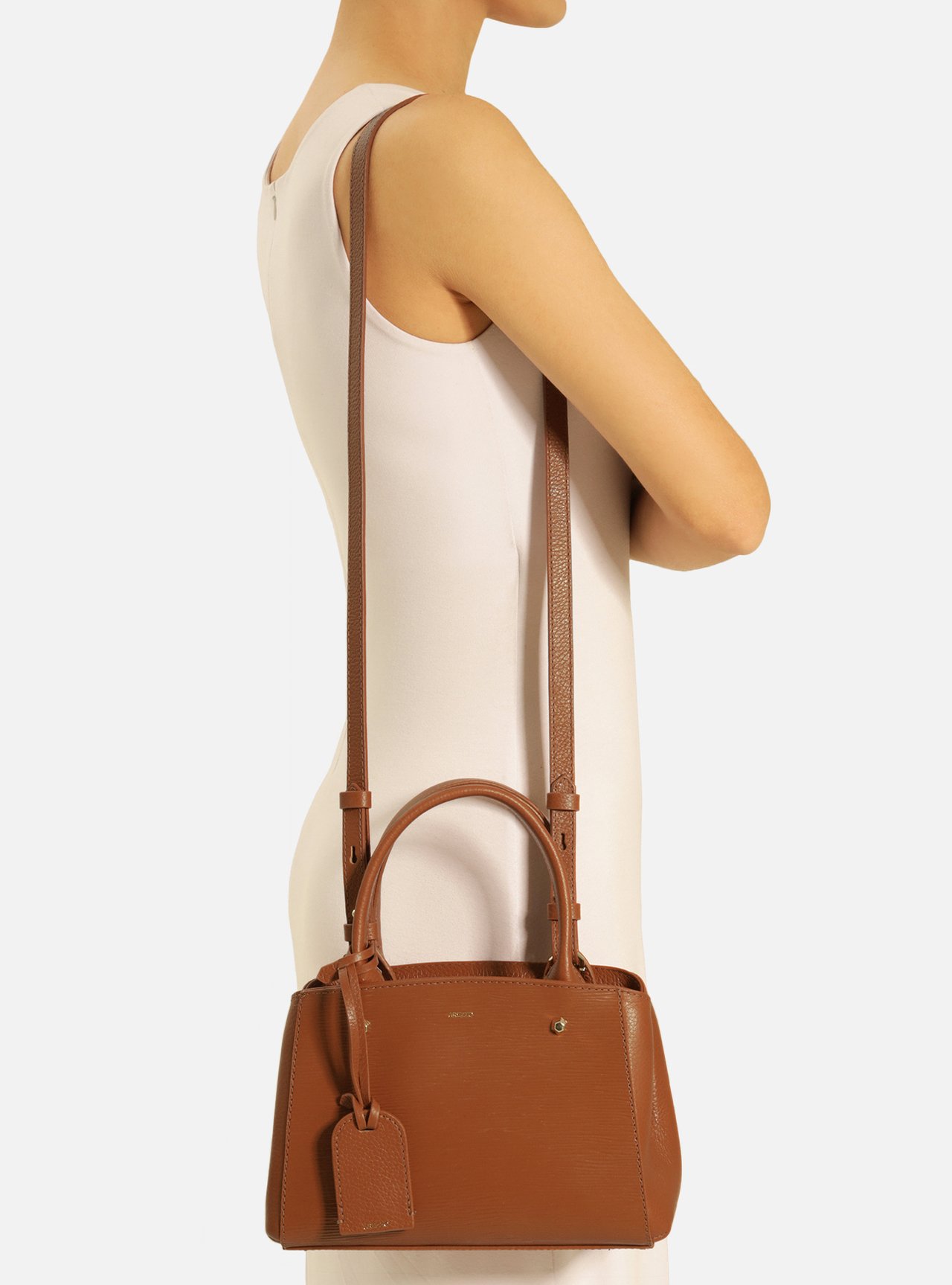 Bolsa Tote Marrom Couro Wave Bella Pequena — foto 6