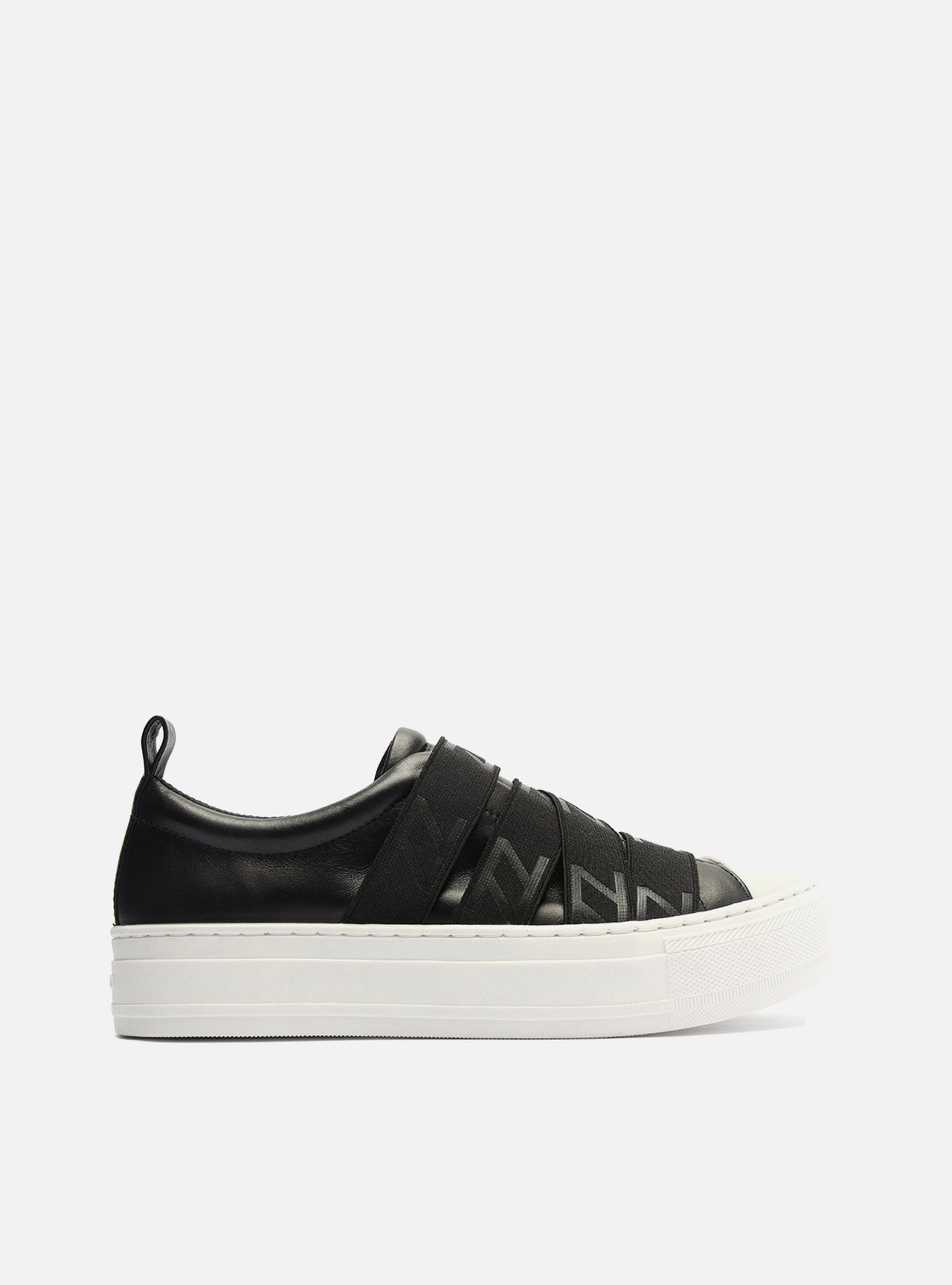 Slip On Preto Couro Flatform Elásticos — foto 1