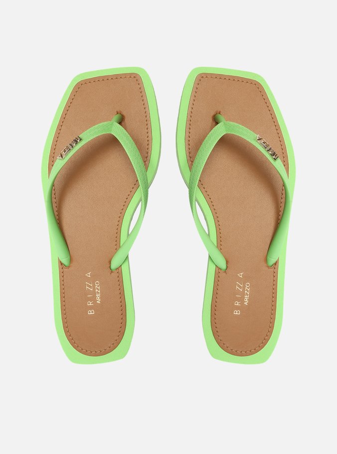 Chinelo de Dedo Verde Square Palmilha Marrom