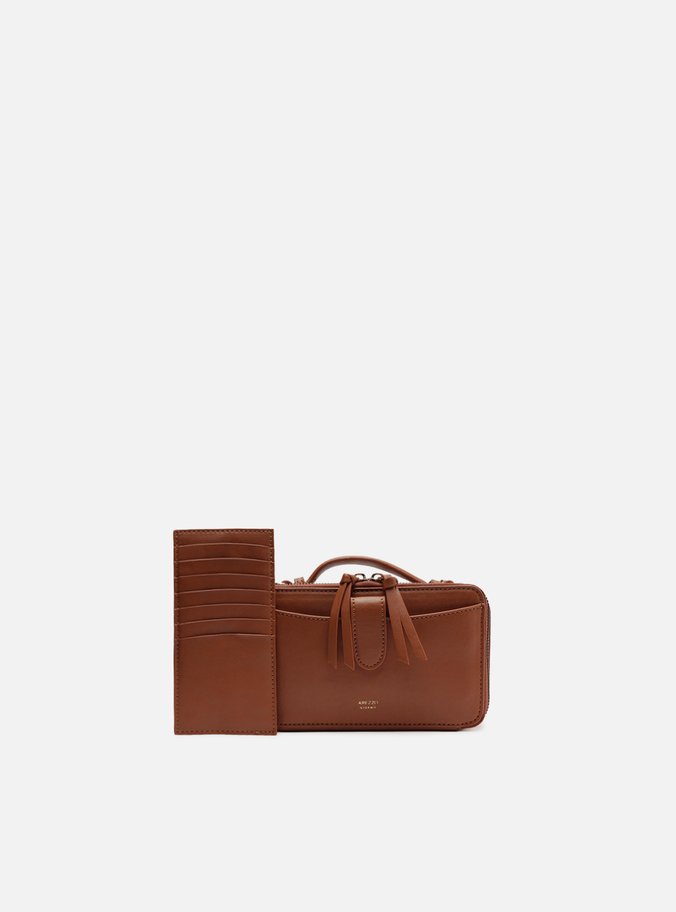 Bolsa Tiracolo Marrom Pequena Bolso Duplo