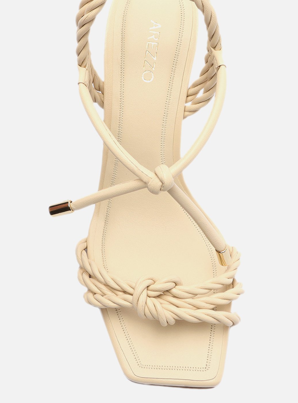 Sandália Off-White Salto Alto Bloco Tiras Torcidas — foto 5