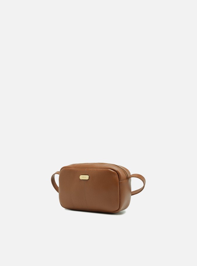 Bolsa Tiracolo Marrom Couro Pequena Tag Metal