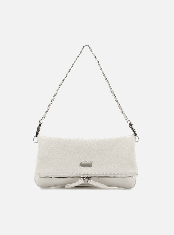 Bolsa Tiracolo Branca Couro Média Dobrável
