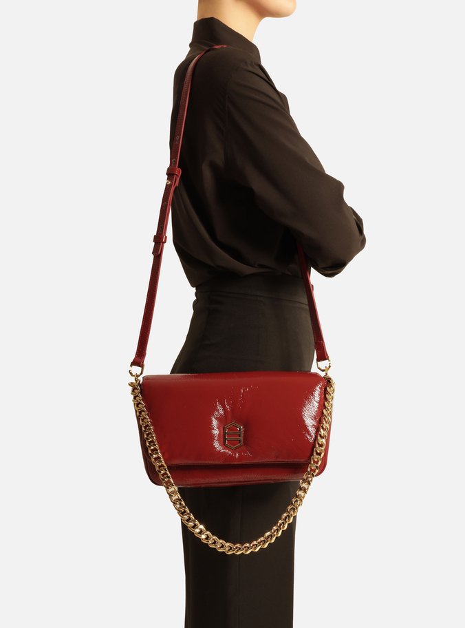 Bolsa Tiracolo Vermelha Couro Média Puffer