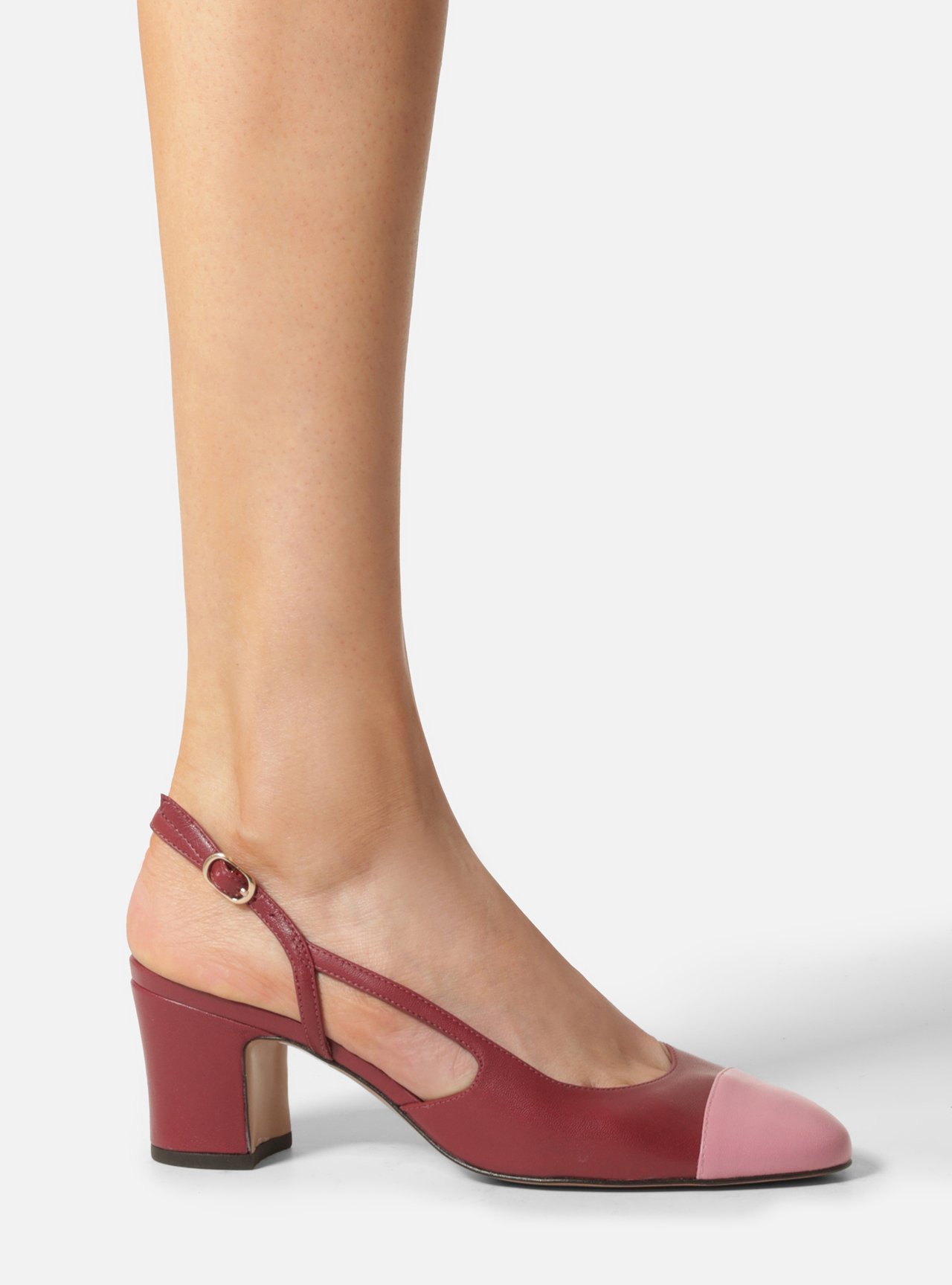 Scarpin Vermelho Couro Salto Bloco Slingback — foto 6