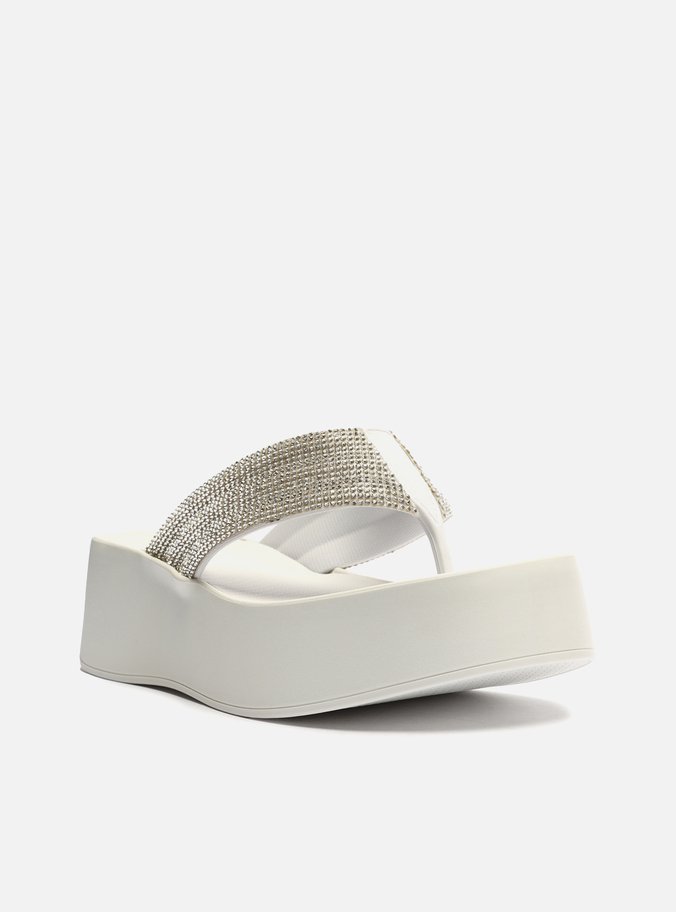 Tamanco Branca Strass Flatform Lulu Brizza