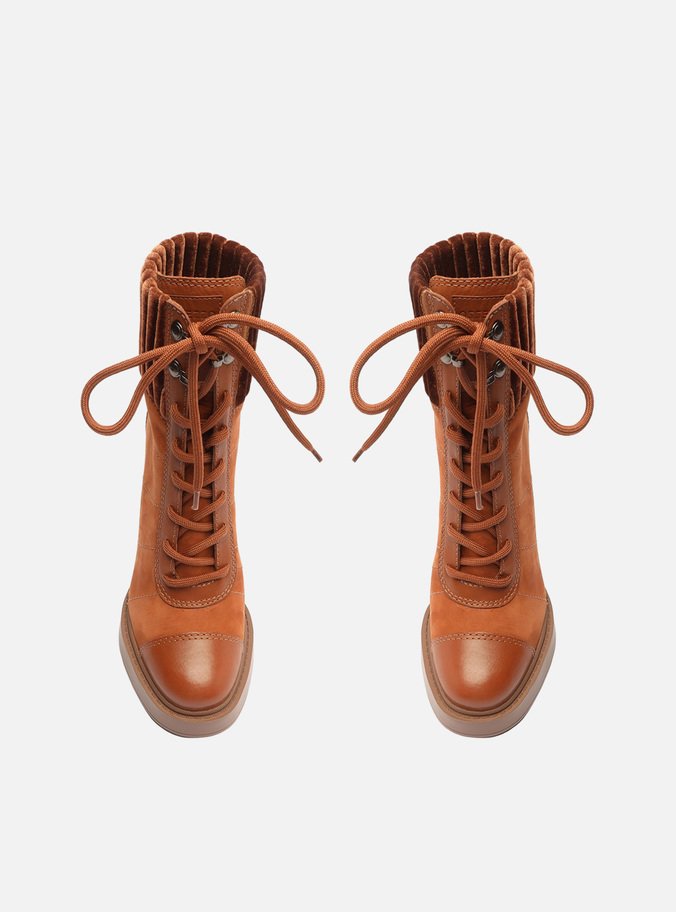Bota Marrom Camurcina Cano Curto Veludo