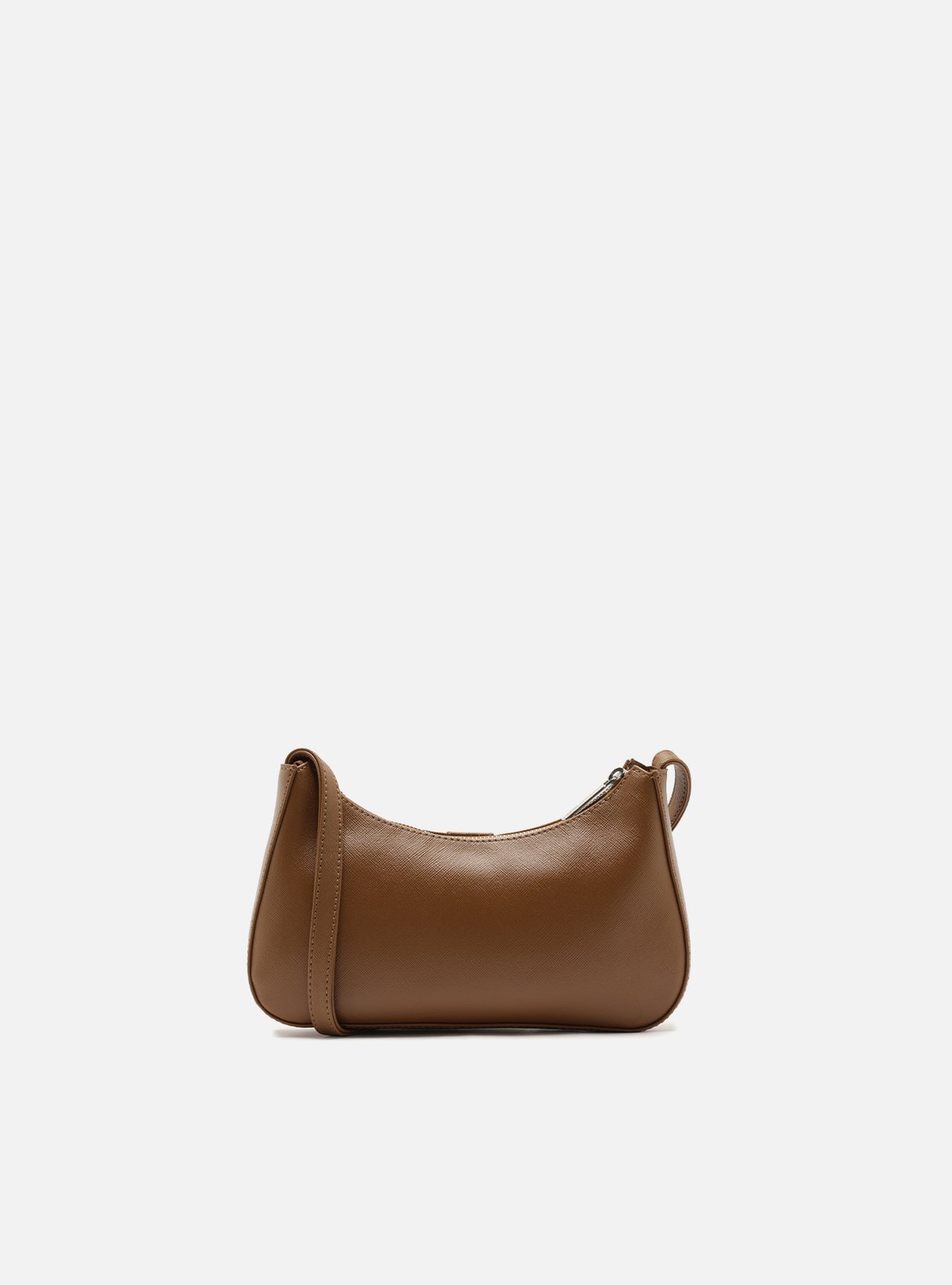 Bolsa Tiracolo Marrom Pequena Granulada Metais — foto 3