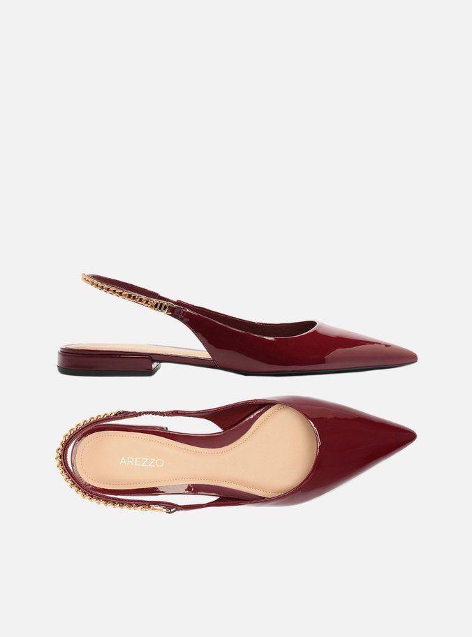 Sapatilha Vermelha Verniz Slingback Corrente
