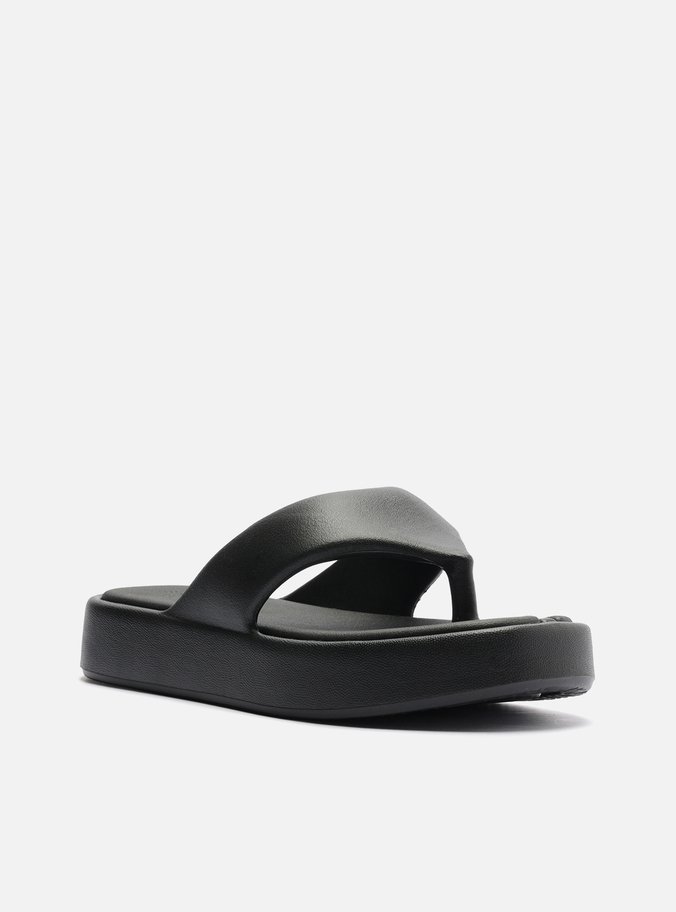 Sandália Preta Flatform Tira Larga