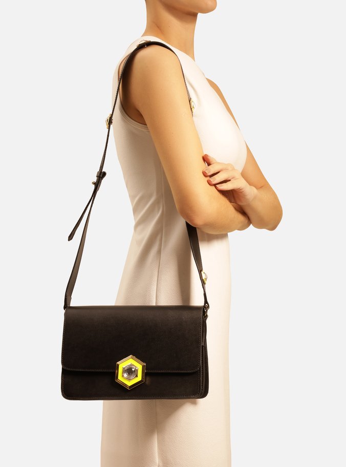 Bolsa Tiracolo Preta Couro Vibezz Média