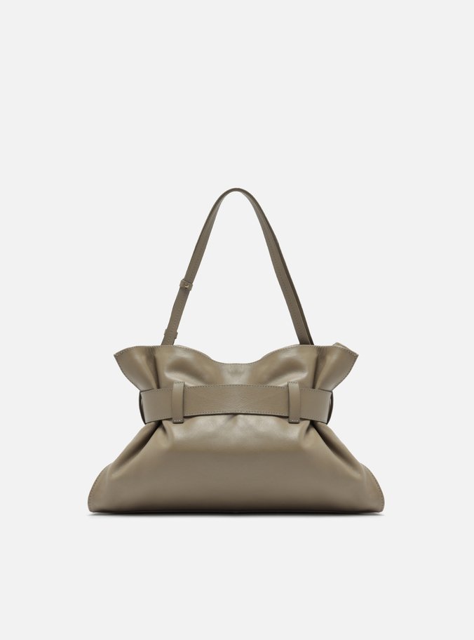 Bolsa Tiracolo Cinza Couro Isa Média