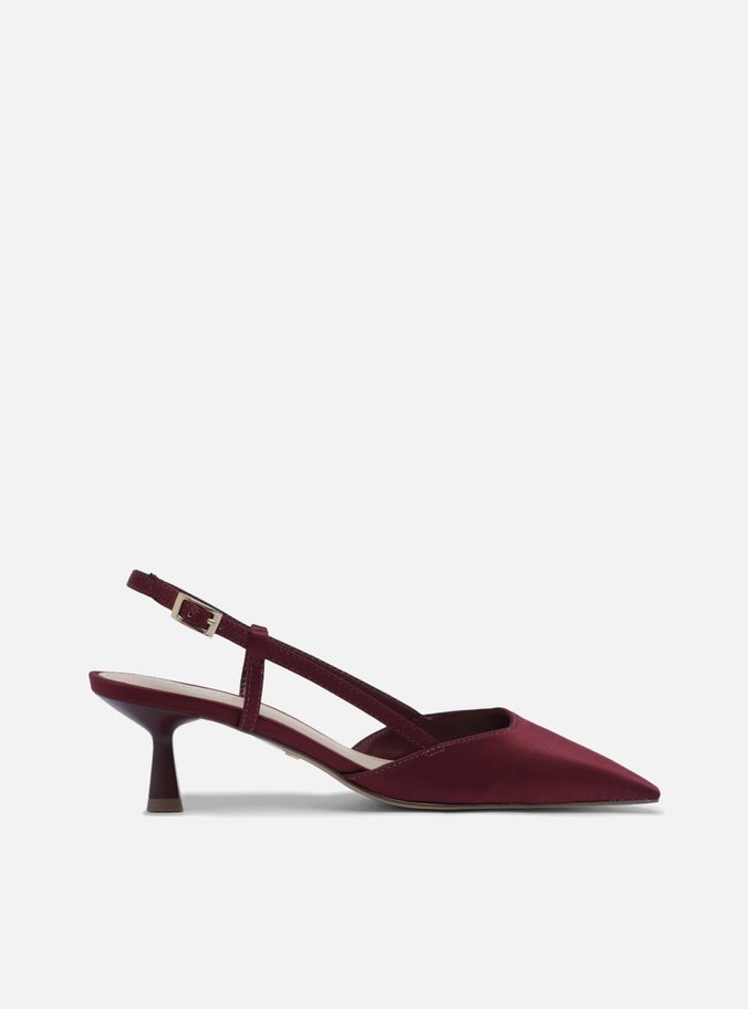 Scarpin Vermelho Cetim Salto Baixo Geométrico