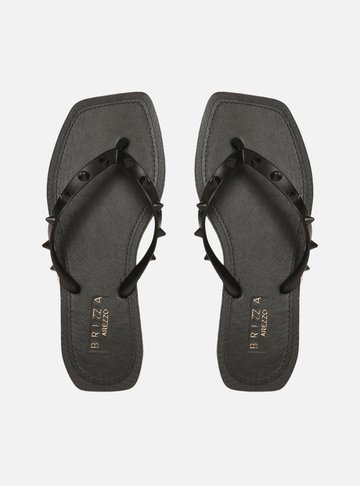 Chinelo de Dedo Preto Bico Quadrado Brizza Rock