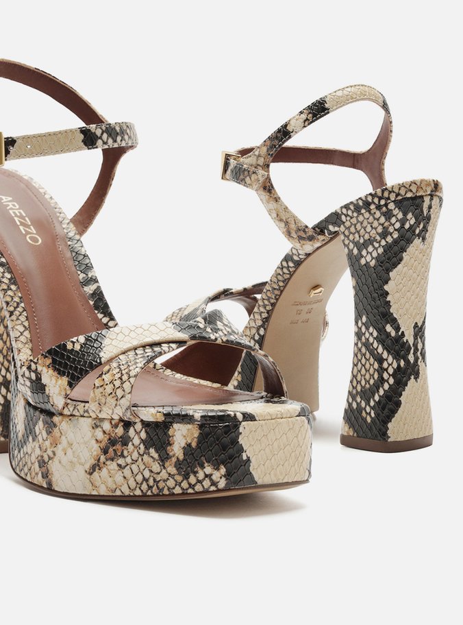 Sandália Animal Print Meia Pata Bico Quadrado