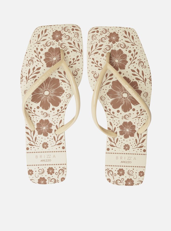 Chinelo de Dedo Off-White Flat Brizza Estampa Flores