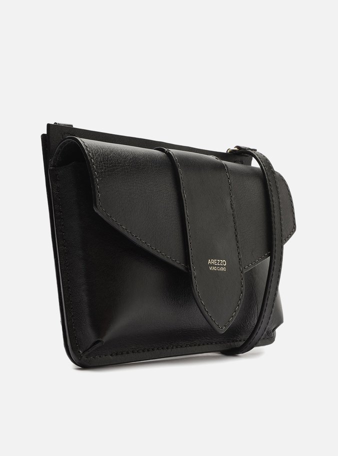 Mini Bolsa Preta Couro Mel Porta-Celular
