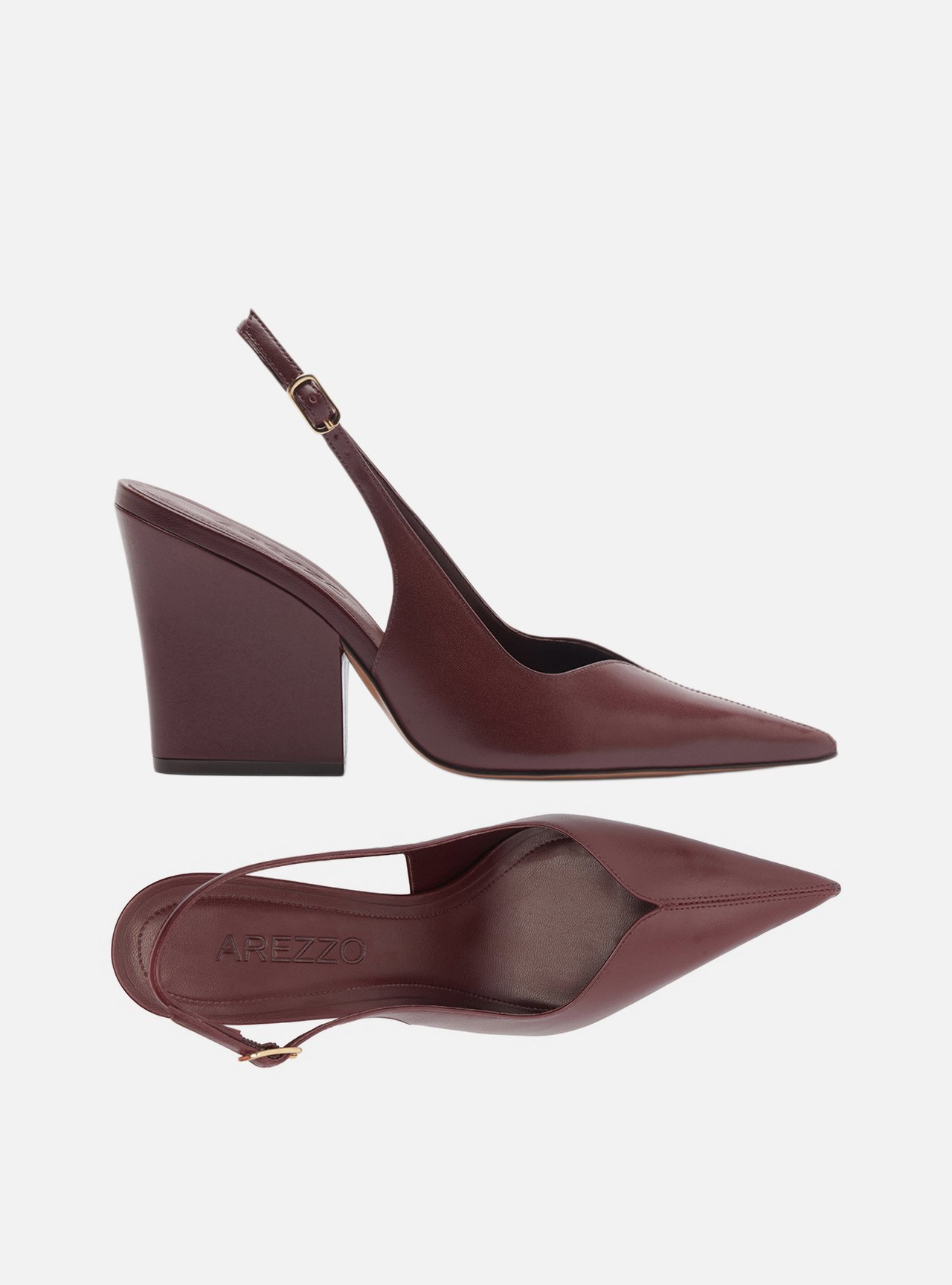 Scarpin Vermelho Couro Salto Bloco Slingback — foto 5