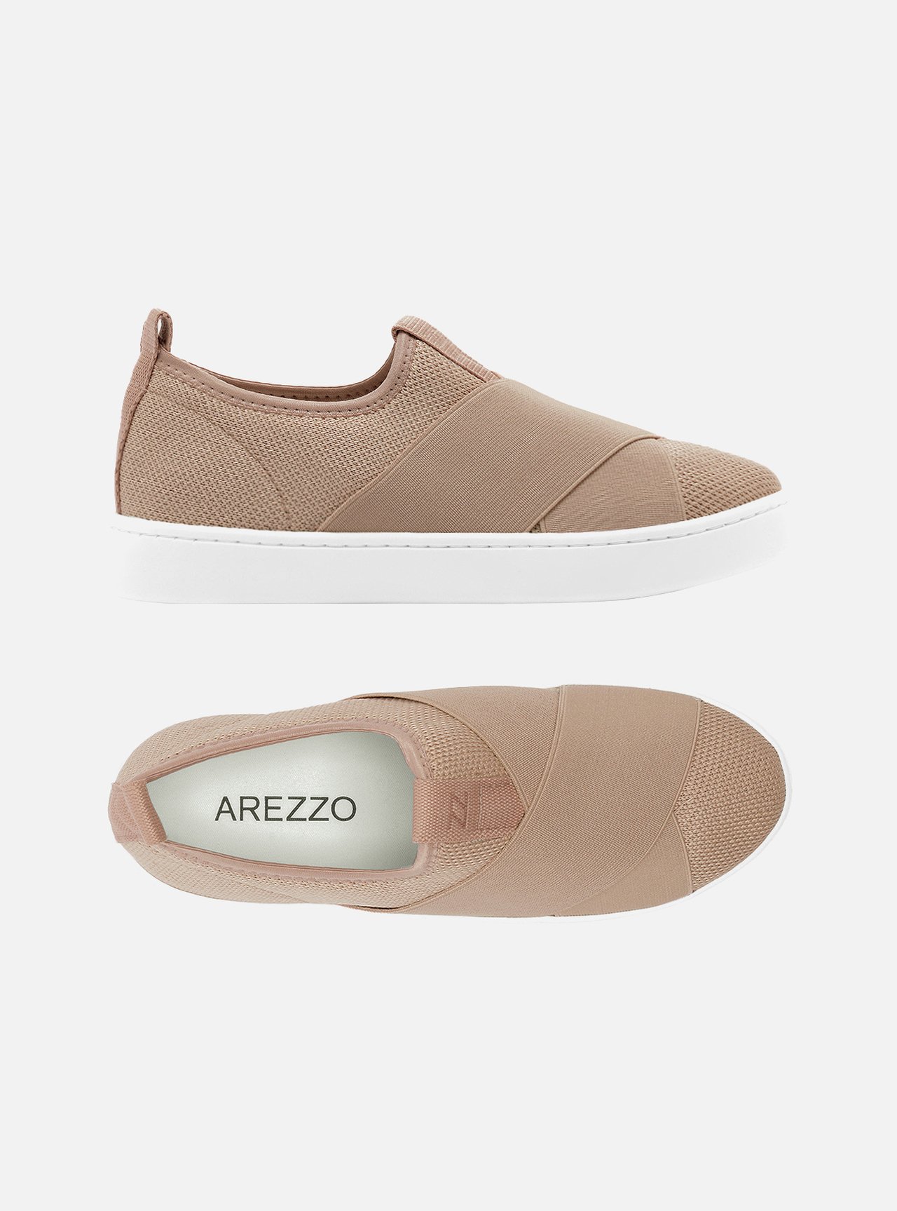 Tênis Slip On Nude Tecido Elásticos — foto 5