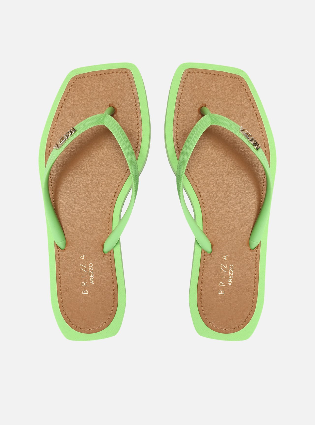 Chinelo de Dedo Verde Square Palmilha Marrom — foto 3
