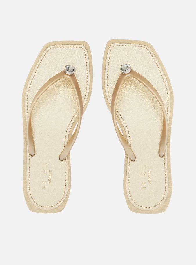 Chinelo de Dedo Dourado Square Pedraria