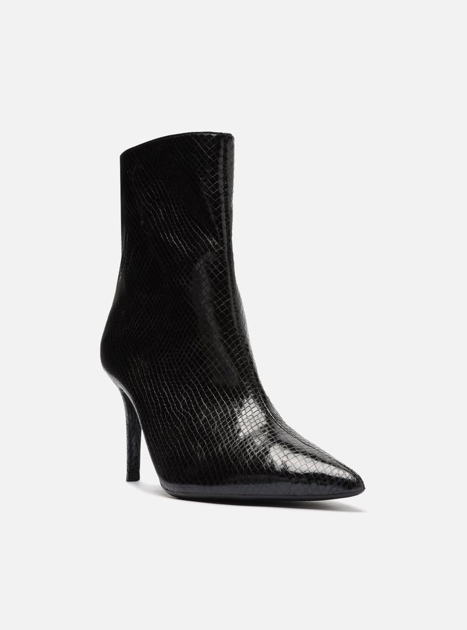 Bota Preta Snake Cano Médio Salto Fino