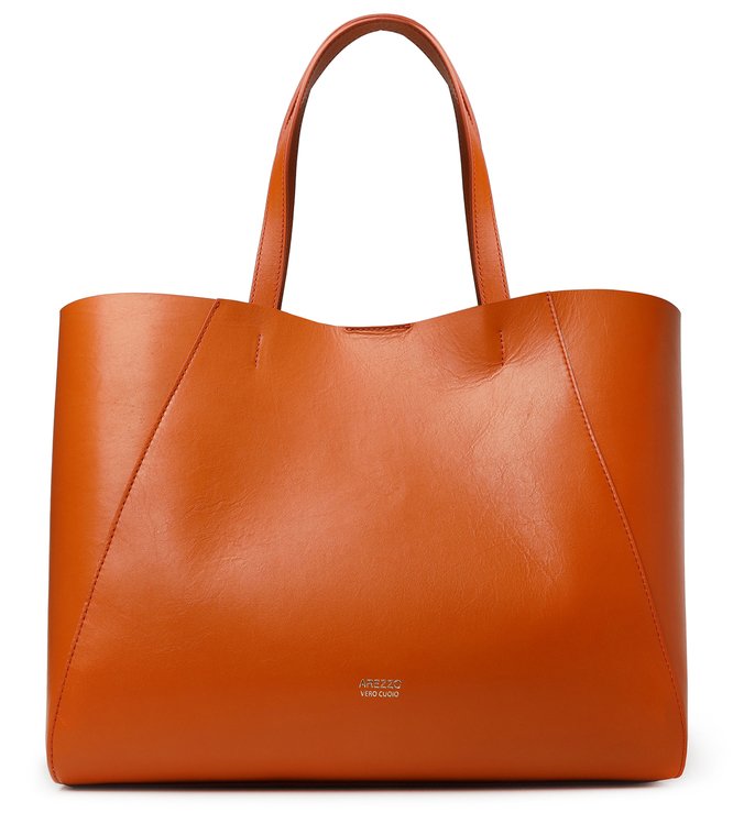 Bolsa Shopping Laranja Couro Serena Grande