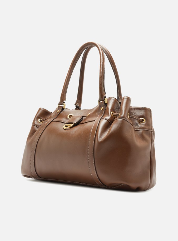 Bolsa Shopping Marrom Couro Alicia Média