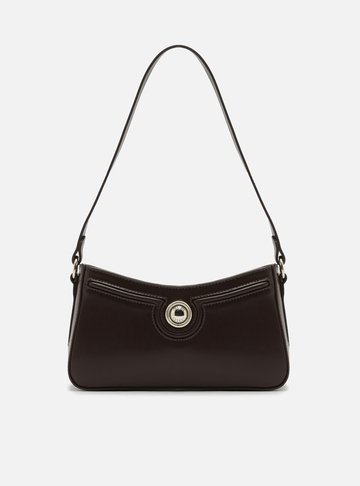 Bolsa Shoulder Marrom Média Detalhe Metal