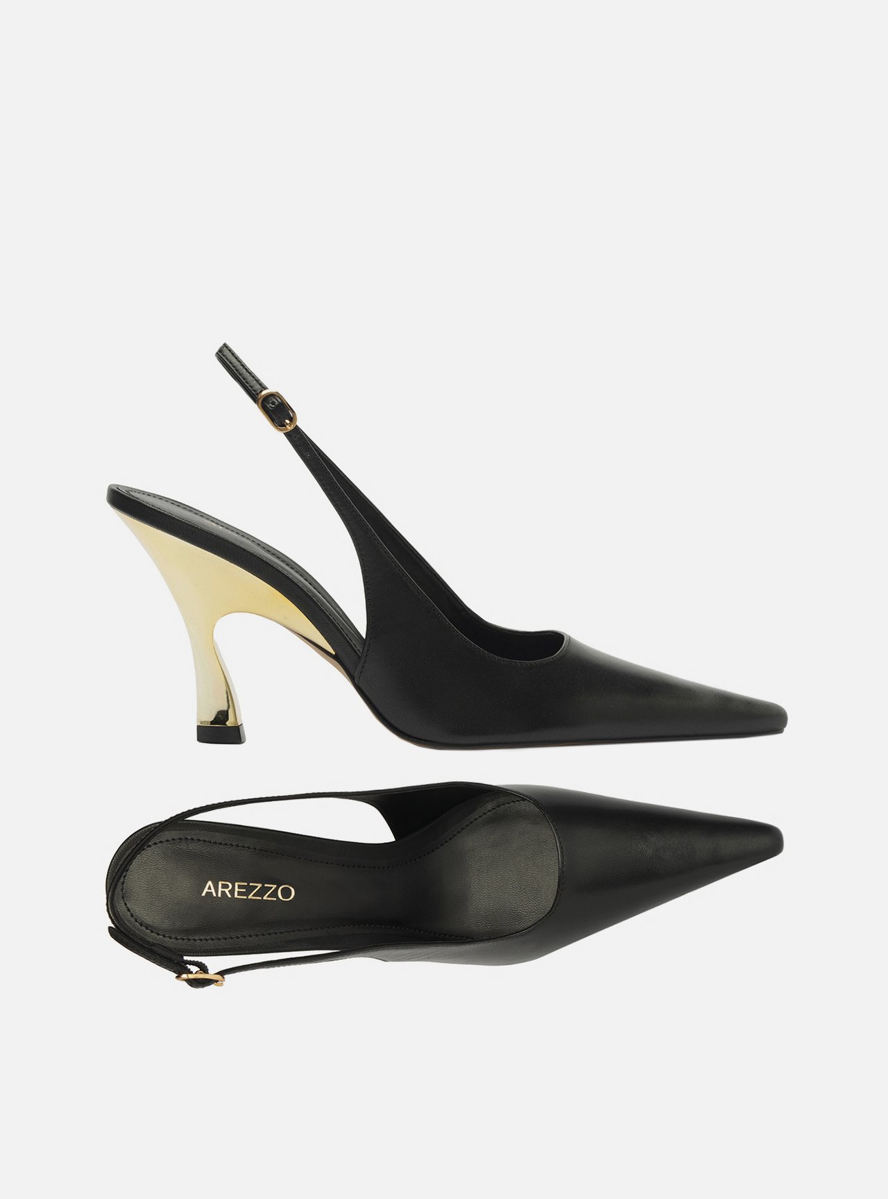 Scarpin Preto Couro Salto Alto Slingback — foto 5