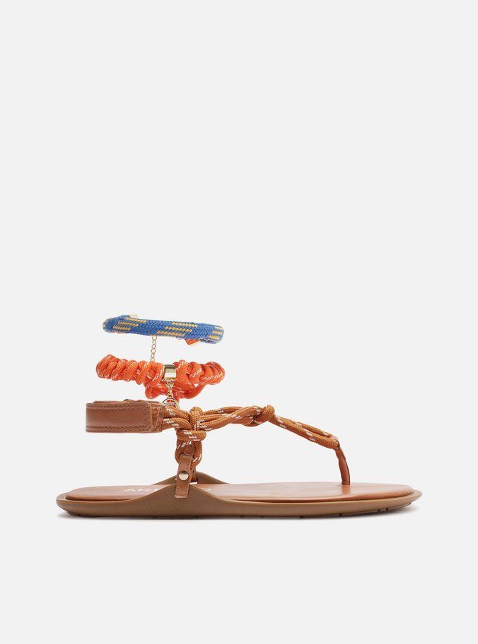 Sandália Rasteira Marrom Couro Custom Anklet