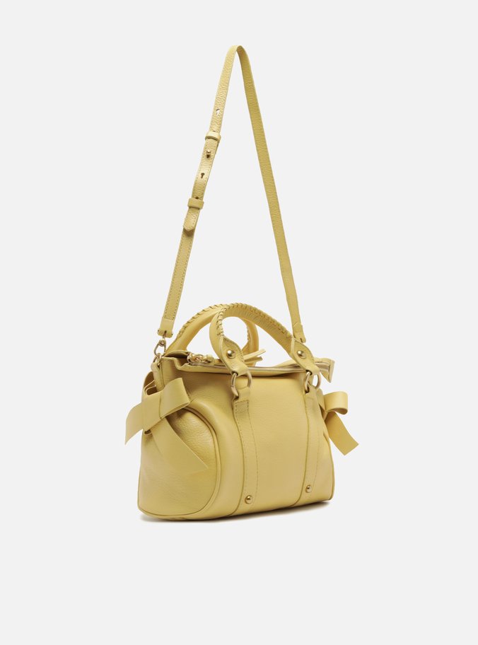 Bolsa Tote Amarela Couro Pequena Alças Mix