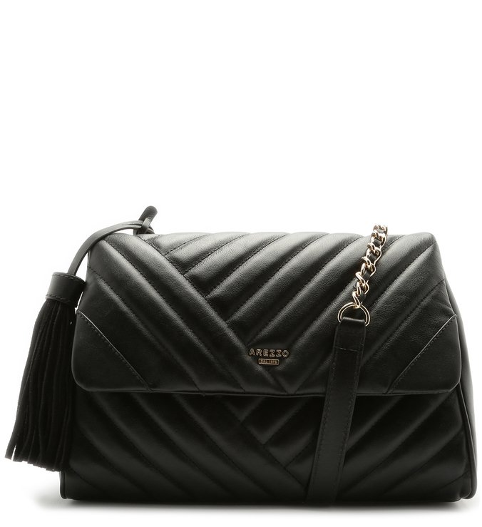 Bolsa Tiracolo Couro Olivia Média Preta
