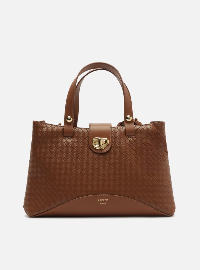 Bolsa Tote Marrom Grande Tressê Metal Orgânico